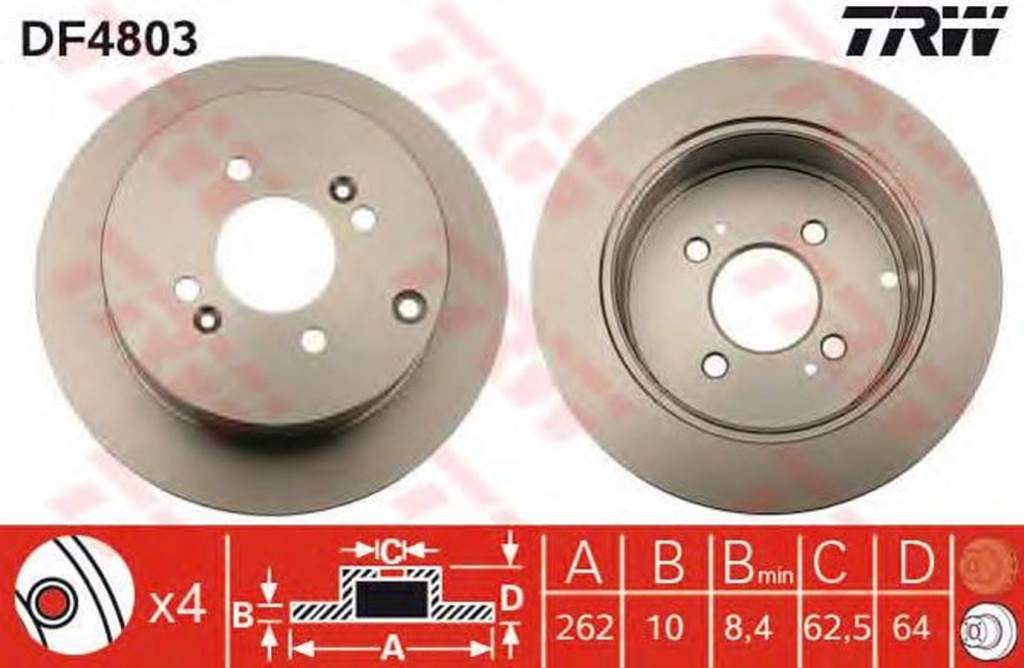 Disc frana HYUNDAI GETZ TB TRW DF4803