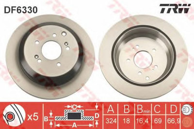 Disc frana HYUNDAI ix55 (2006 - 2016) TRW DF6330