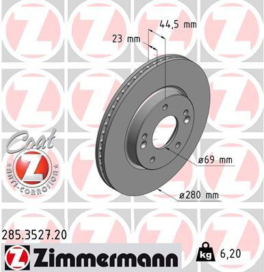 Disc frana # Hyundai Kona 2017 2018 2019 2020 2021 2022 2023 2024 2025 # 285 3527 20 # ZIMMERMANN