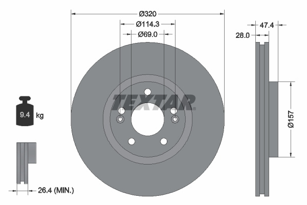 Disc frana # Hyundai Kona 2017 2018 2019 2020 2021 2022 2023 2024 2025 # 92237805 # TEXTAR