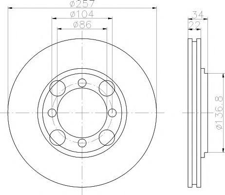 Disc frana HYUNDAI LANTRA (J-1), HYUNDAI LANTRA Mk II combi (J-2), HYUNDAI TIBURON (RD) - HELLA PAGID 8DD 355 103-281