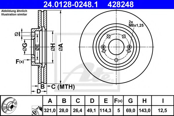 Disc frana HYUNDAI SANTA FÉ II (CM) (2005 - 2016) ATE 24.0128-0248.1