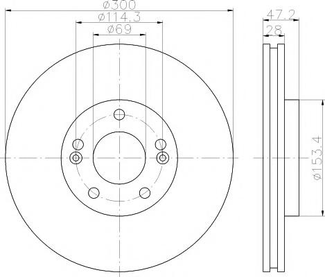 Disc frana HYUNDAI TUCSON (JM), KIA SPORTAGE (JE_, KM_), HYUNDAI EMBERA V (NF) - HELLA PAGID 8DD 355 114-511