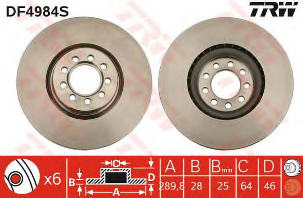 Disc frana IVECO DAILY III caroserie inchisa combi TRW DF4984S