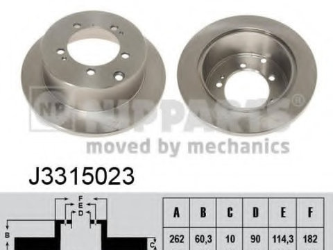 Disc frana J3315023 NIPPARTS pentru Mitsubishi Outlander Mitsubishi Eclipse Mitsubishi Rvr Mitsubishi Space Mitsubishi Airtrek Mitsubishi Cedia Mitsubishi Lancer