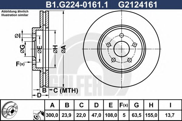 Disc frana JAGUAR X-TYPE (CF1) (2001 - 2009) GALFER B1.G224-0161.1 piesa NOUA