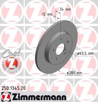 Disc frana JAGUAR X-TYPE (CF1) (2001 - 2009) ZIMMERMANN 250.1345.20 piesa NOUA