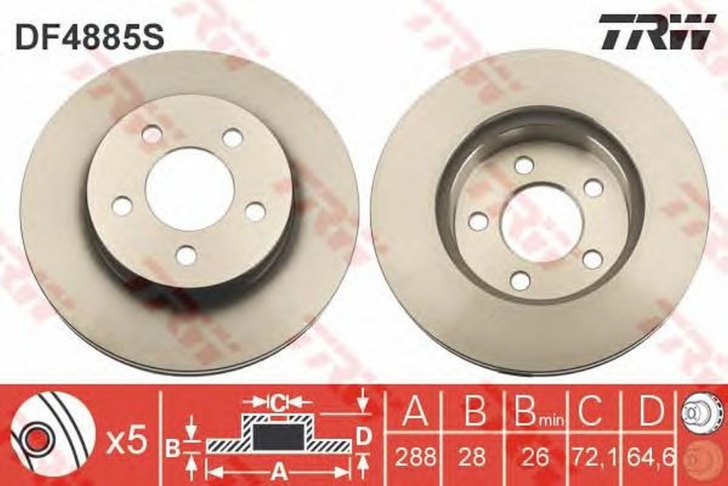 Disc frana JEEP CHEROKEE KJ TRW DF4885S