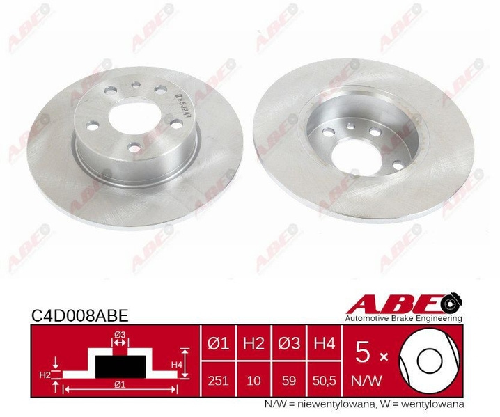 Disc frana LANCIA DELTA I 831AB0 Producator ABE C4D008ABE