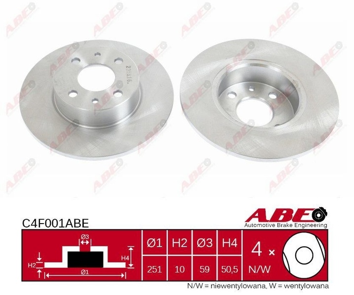 Disc frana LANCIA DELTA III 844 Producator ABE C4F001ABE