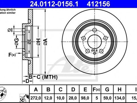 Disc frana LANCIA PHEDRA (179) (2002 - 2010) ATE 24.0112-0156.1 piesa NOUA