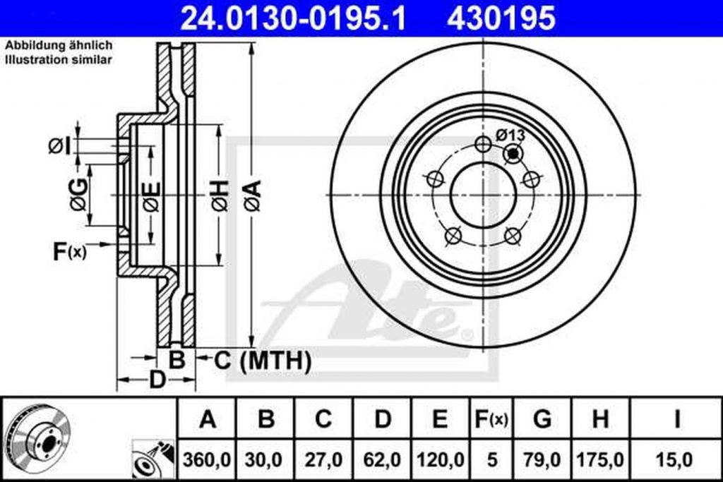 Disc frana LAND ROVER RANGE ROVER SPORT LS ATE 24013001951