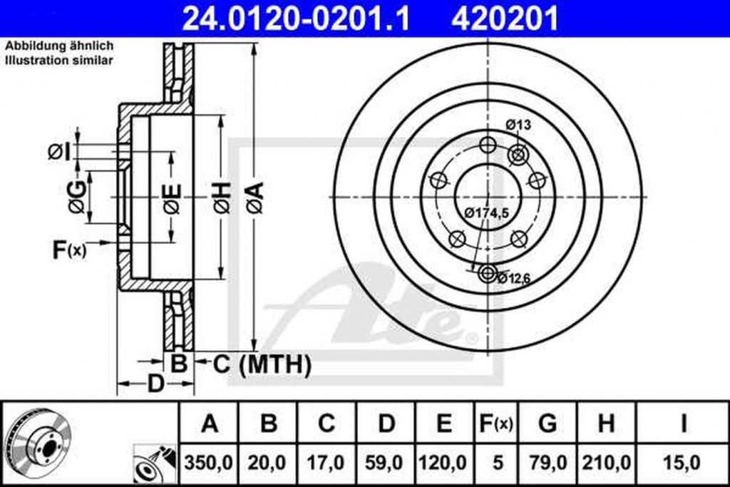 Disc frana LAND ROVER RANGE ROVER SPORT LW ATE 24012002011