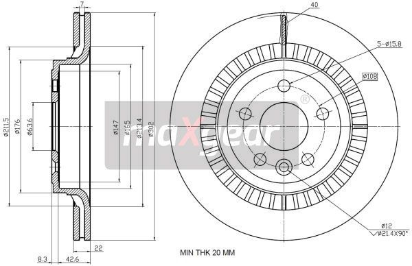 Disc frana MAXGEAR 19-2335 pentru VOLVO XC60 I SUV (156)