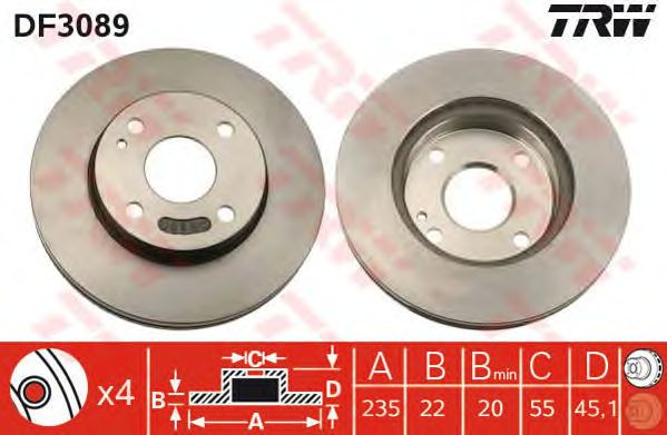 Disc frana MAZDA 323/DEMIO 1,4-1,8 16V 89-04 235X22 filet 13 - Cod intern: W20009321 - LIVRARE DIN STOC in 24 ore!!!