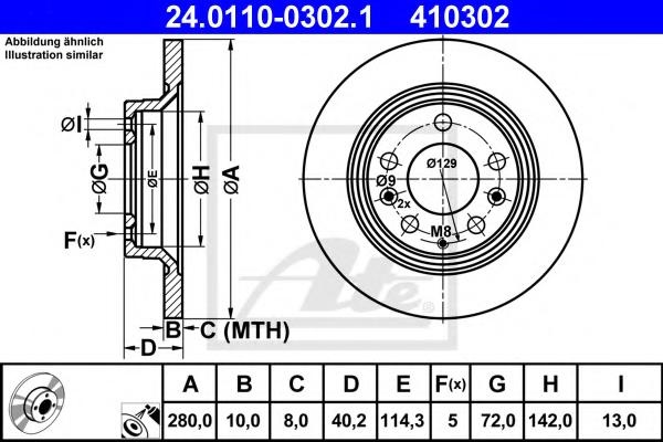 Disc frana MAZDA 626 Mk V combi (GW), MAZDA ETUDE VI (BJ), MAZDA ETUDE VI (BJ) - ATE 24.0110-0302.1