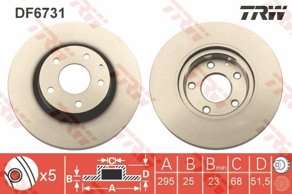 Disc frana # Mazda Cx-3 2015 2016 2017 2018 2019 2020 2021 2022 2023 2024 2025 # DF6731 # TRW