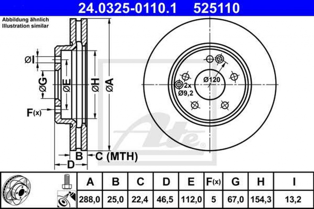 Disc frana MERCEDES-BENZ C-CLASS cupe CL203 ATE 24032501101