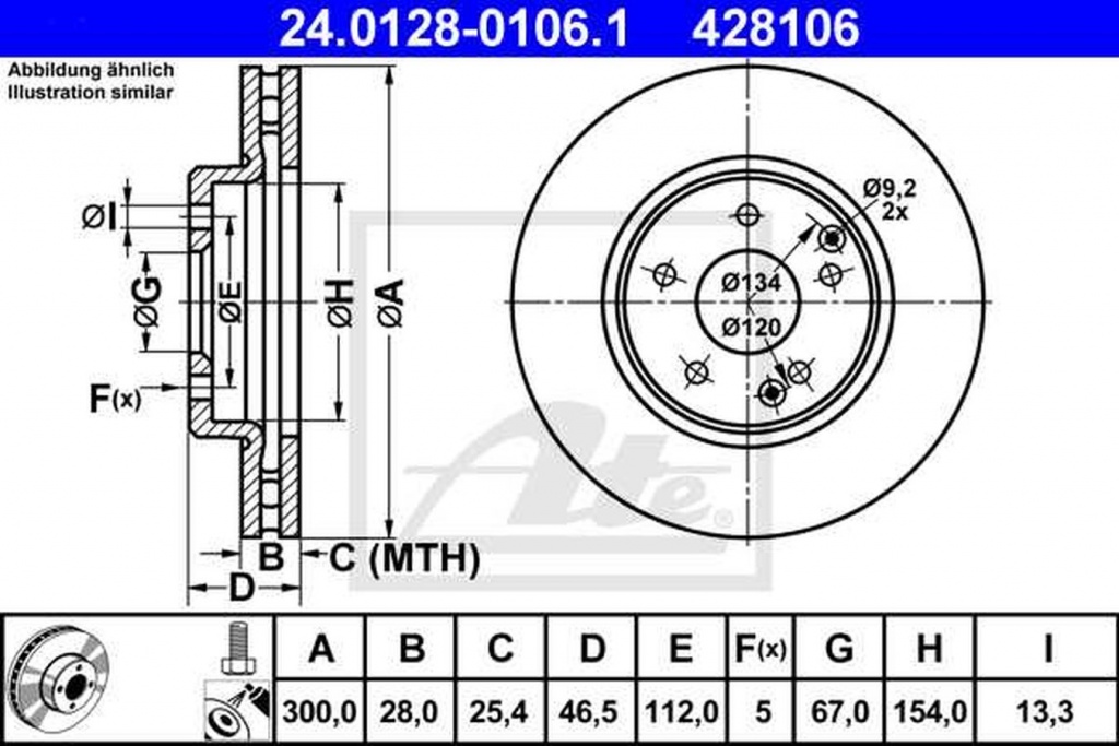 Disc frana MERCEDES-BENZ CLC-CLASS CL203 ATE 24012801061