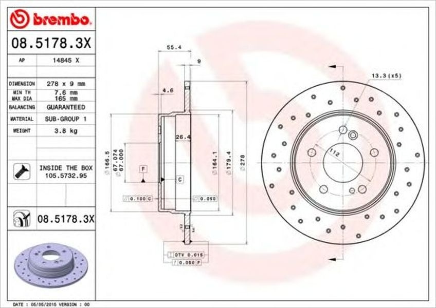 Disc frana MERCEDES-BENZ CLC-CLASS CL203 BREMBO 08.5178.3X