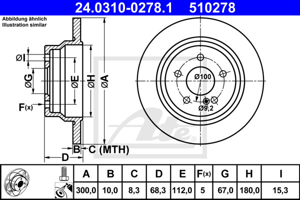 Disc frana # Mercedes-benz Cls 2011 2012 2013 2014 2015 2016 2017 2018 2019 2020 2021 2022 2023 2024 2025 # 24 0310 0278 1 # ATE