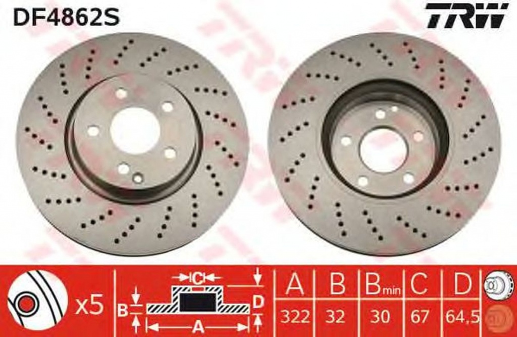 Disc frana MERCEDES-BENZ E-CLASS cupe C207 TRW DF4862S