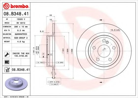 Disc frana MERCEDES-BENZ GLA-CLASS (X156) (2013 - 2016) BREMBO 08.B348.41