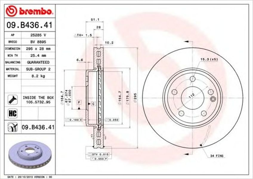 Disc frana MERCEDES-BENZ GLA-CLASS X156 BREMBO 09B43641