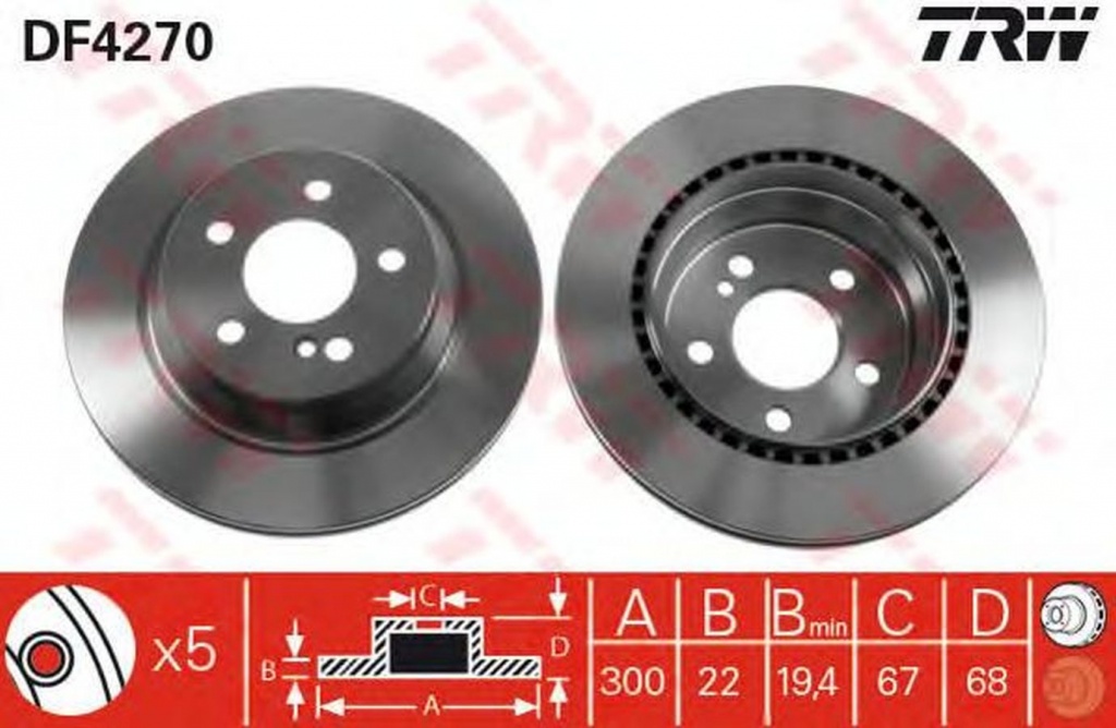 Disc frana MERCEDES-BENZ GLK-CLASS X204 TRW DF4270