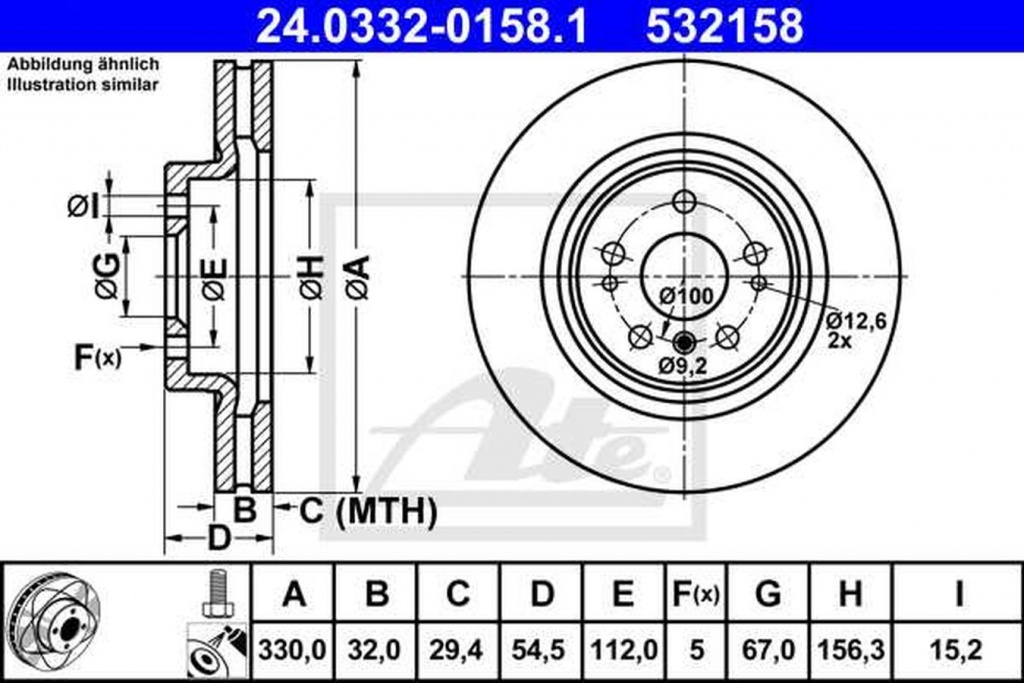 Disc frana MERCEDES-BENZ R-CLASS W251 V251 ATE 24033201581