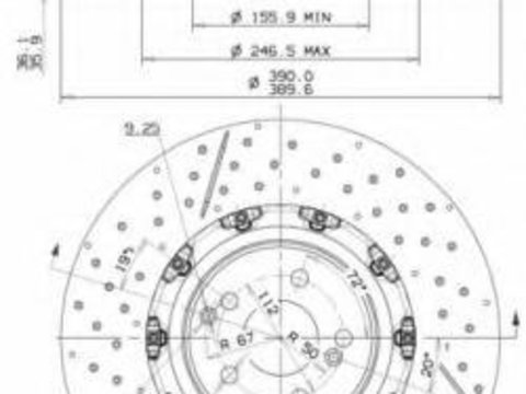 Disc frana MERCEDES-BENZ SL (R230), MERCEDES-BENZ CLS (C219), MERCEDES-BENZ SLS AMG (C197) - BREMBO 09.9313.33