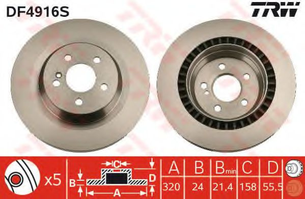 Disc frana MERCEDES S-CLASS (W222, V222, X222) (2013 - 2016) TRW DF4916S