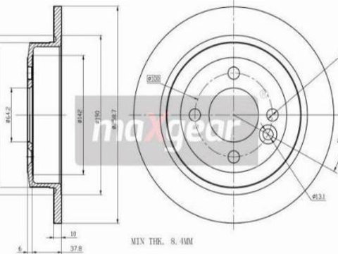 Disc frana MINI Cooper II (R57) Сabrioleta, 10.2007 - 06.2015 Maxgear 19-1957MAX