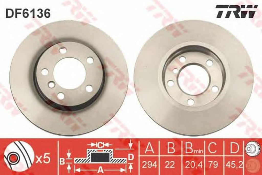 Disc frana MINI MINI COUNTRYMAN R60 TRW DF6136 PieseDeTop