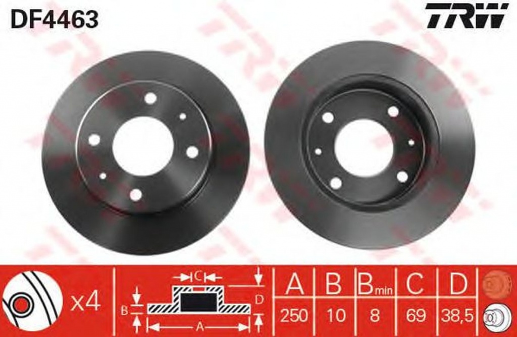 Disc frana MITSUBISHI COLT CZC Cabriolet RG TRW DF4463