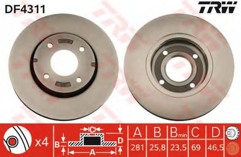 Disc frana MITSUBISHI COLT VI Z3 A Z2 A TRW DF4311