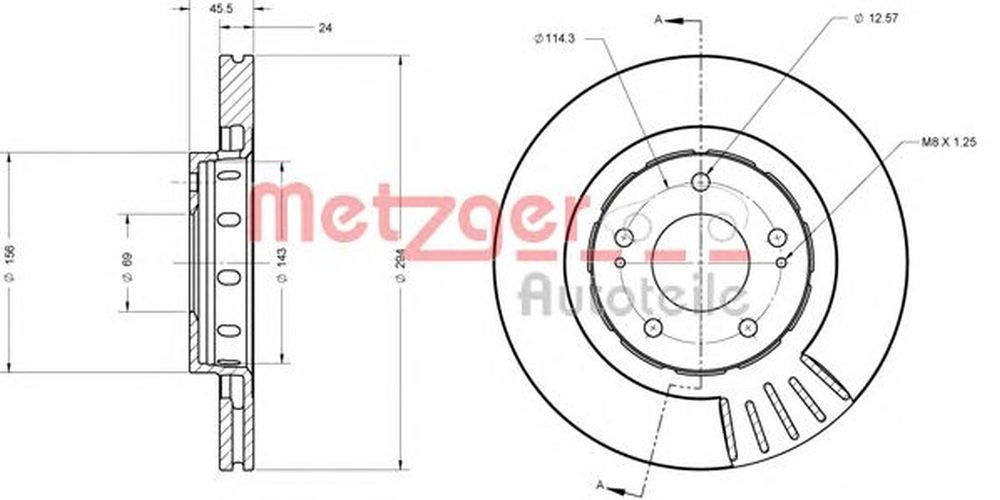 Disc frana MITSUBISHI LANCER SPORTBACK CX A METZGER 6110375
