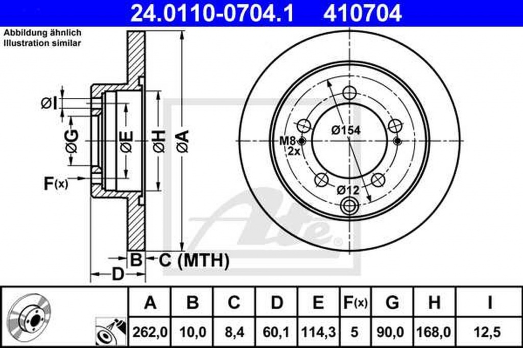 Disc frana MITSUBISHI OUTLANDER I CU W ATE 24011007041