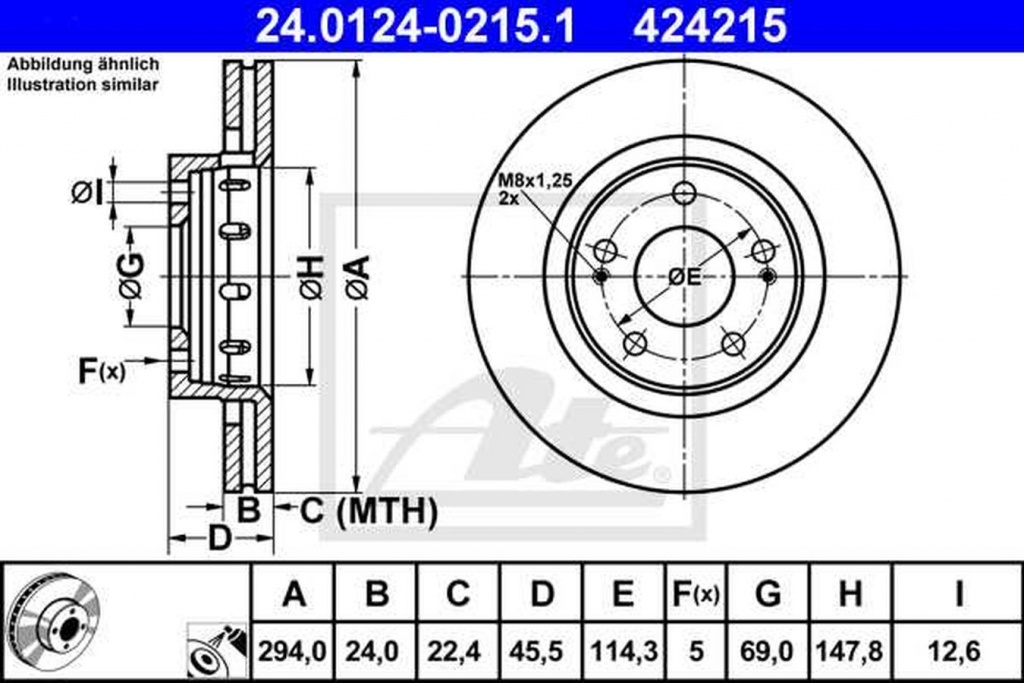 Disc frana MITSUBISHI OUTLANDER II CW W ATE 24012402151