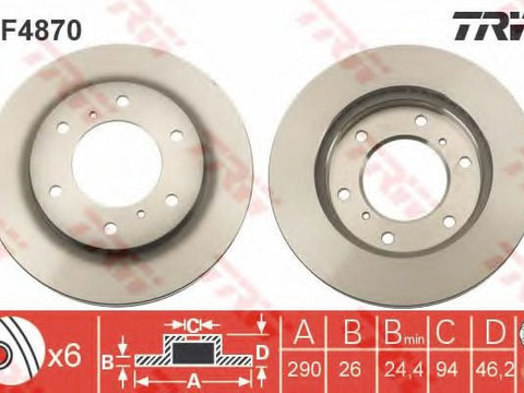 Disc frana MITSUBISHI PAJERO/SHOGUN (V90, V80, V8_V) (2006 - 2016) TRW DF4870