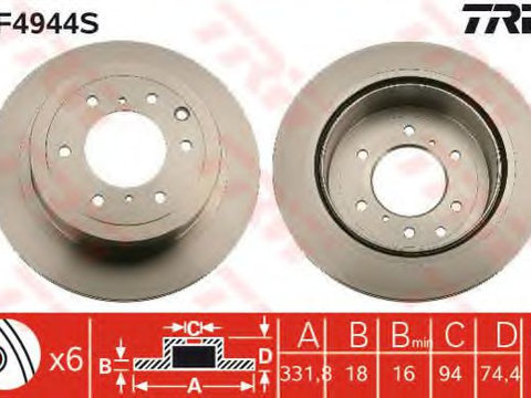 Disc frana MITSUBISHI PAJERO/SHOGUN (V90, V80, V8_V) (2006 - 2016) TRW DF4944S