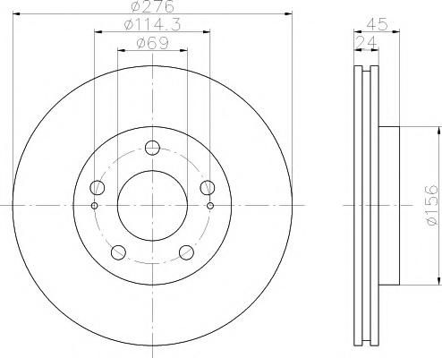 Disc frana MITSUBISHI SIGMA (F2_A, F1_A), MITSUBISHI SIGMA Break (F0_W), MITSUBISHI NIMBUS (N9_W, N8_W) - HELLA PAGID 8DD 355 108-191