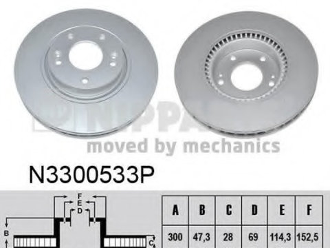 Disc frana N3300533P NIPPARTS pentru Kia Sportage Hyundai I45 Hyundai Sonata Hyundai Ix35 Hyundai Tucson Hyundai I40 Hyundai Embera Kia Optima Kia Carens