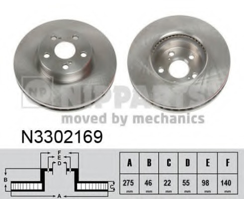 Disc frana N3302169 NIPPARTS pentru Toyota Ist Toyota Urban Toyota Ractis Toyota Verso