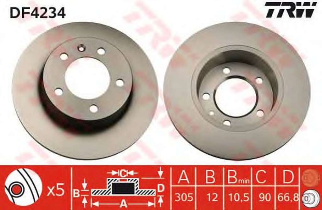 Disc frana NISSAN INTERSTAR platou sasiu TRW DF4234