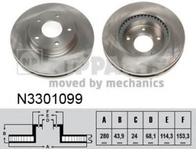 Disc frana NISSAN JUKE (F15) (2010 - 2016) NIPPARTS N3301099