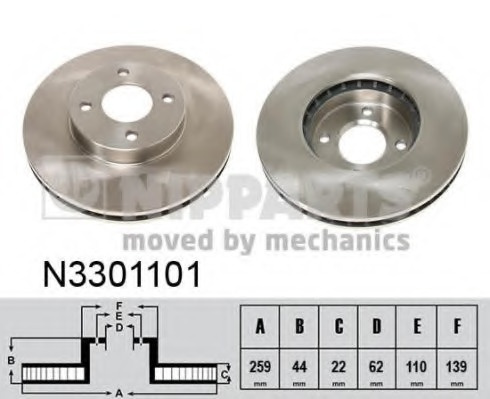 Disc frana # Nissan Micra 2010 2011 2012 2013 2014 2015 2016 2017 2018 2019 2020 2021 2022 2023 2024 2025 # N3301101 # NIPPARTS