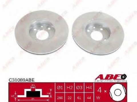 Disc frana NISSAN NOTE (E11) (2006 - 2013) ABE C31089ABE piesa NOUA