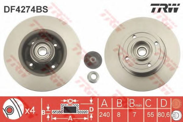 Disc frana NISSAN NOTE (E11) (2006 - 2016) TRW DF4
