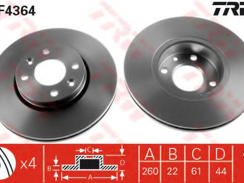 Disc frana NISSAN NOTE (E11) (2006 - 2020) TRW DF4364